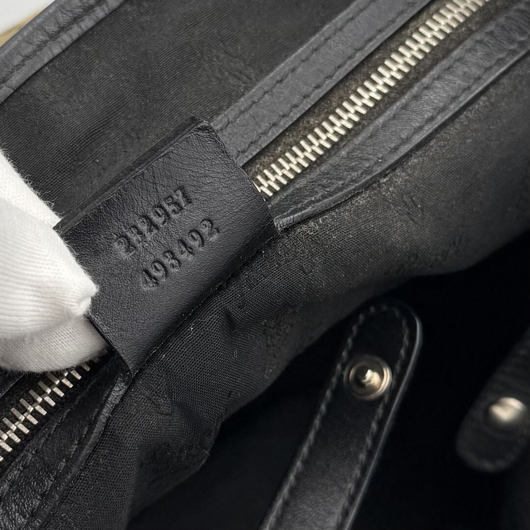 Gucci GG Canvas Twins Black Leather Tote Bag