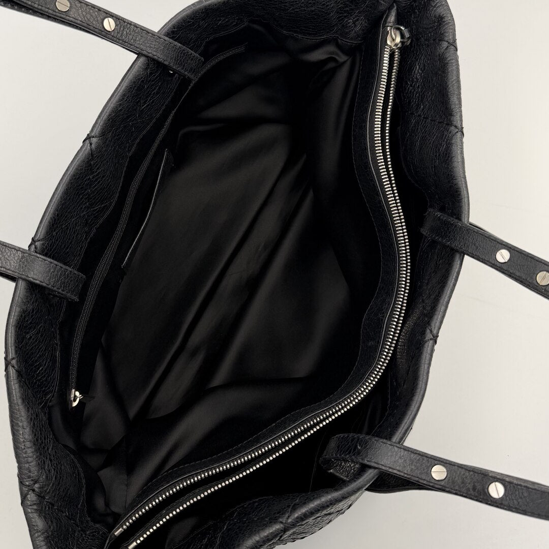 2010 Chanel CC On The Road Black Leather Tote Bag