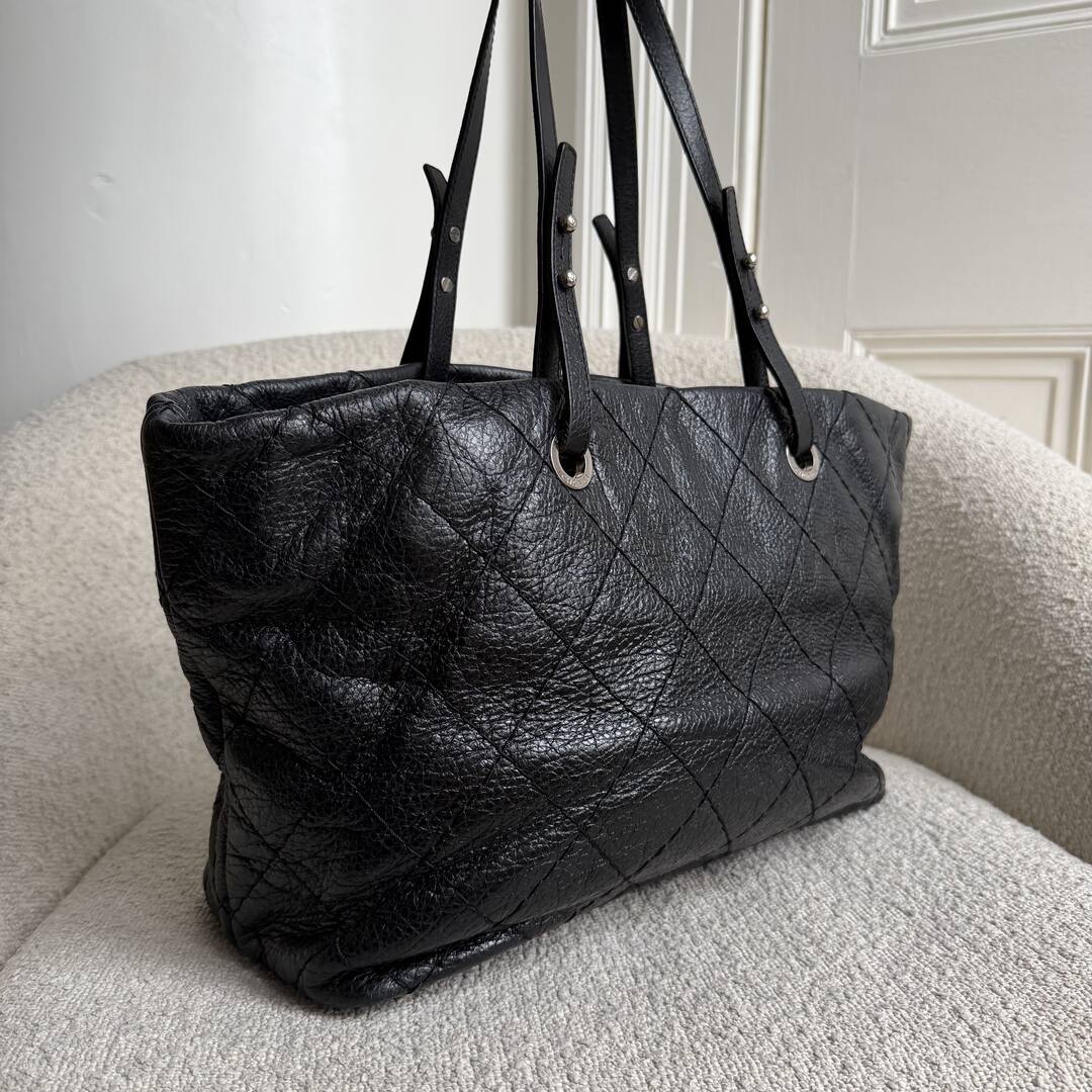 2010 Chanel CC On The Road Black Leather Tote Bag