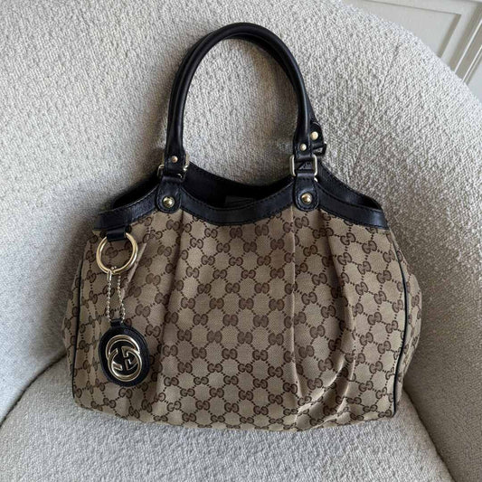 Gucci Monogram Sukey Black Tote Bag