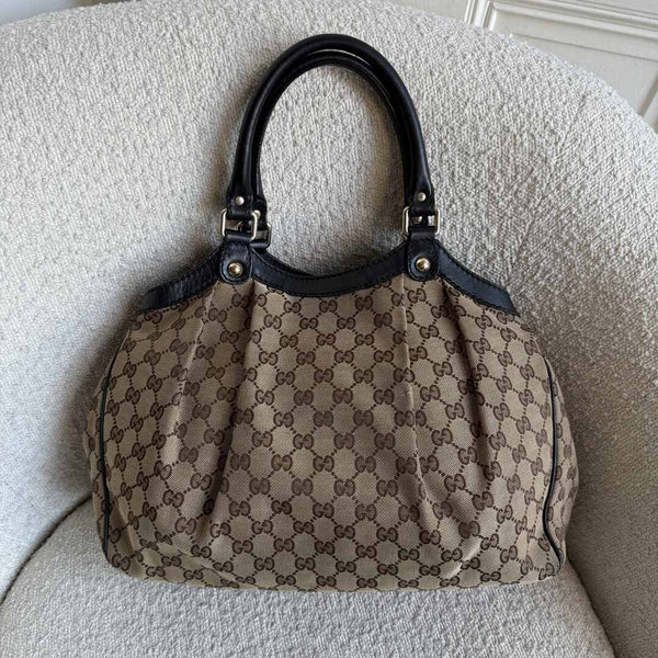 Gucci Monogram Sukey Black Tote Bag