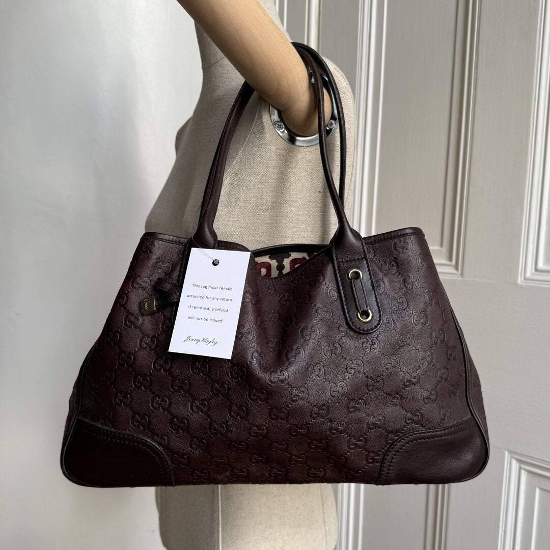 Gucci Guccissima Princy Brown Leather Tote Bag