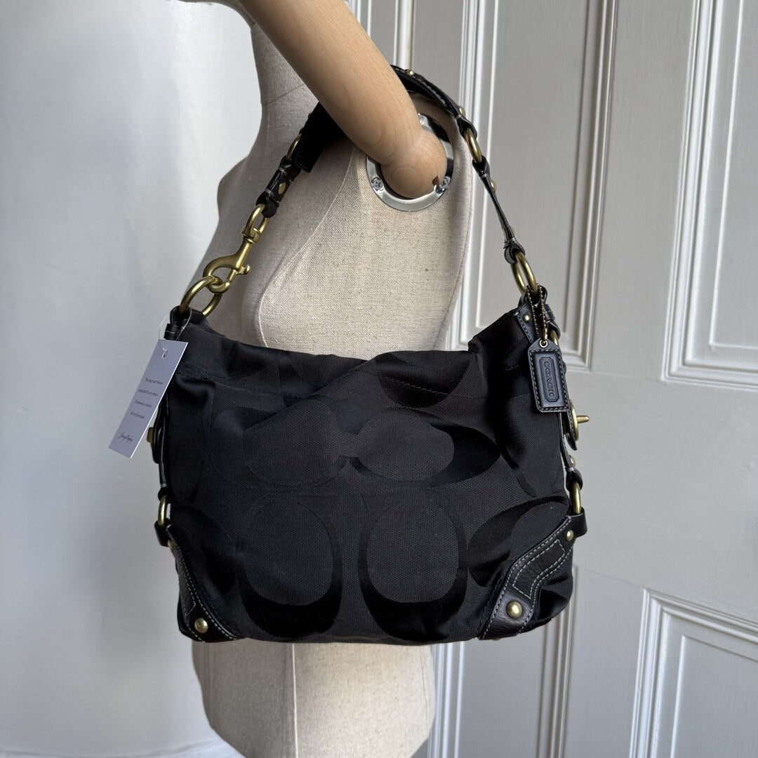 Coach Signature Studded Black Shoulder Bag