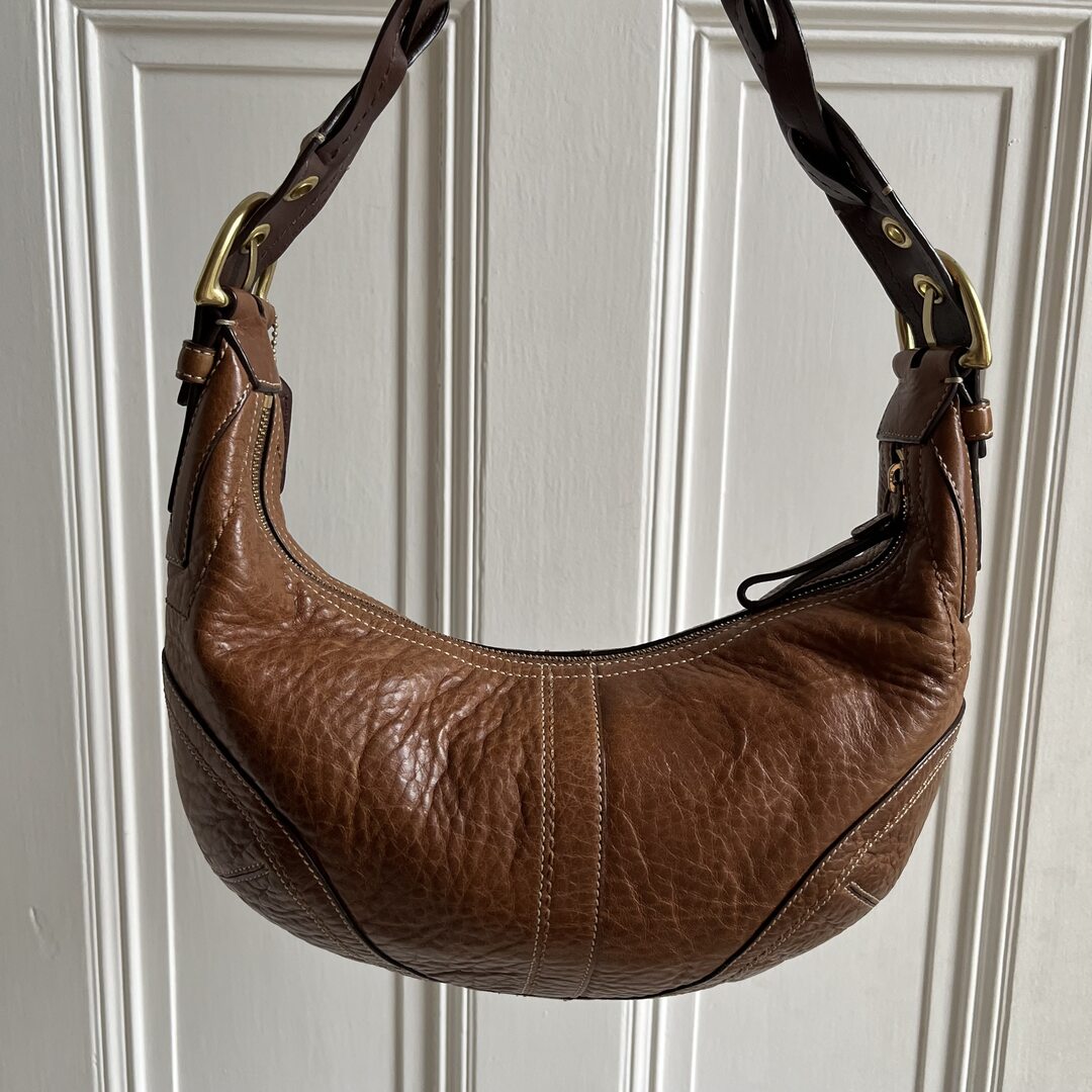 Coach Croissant Leather Brown Shoulder Bag