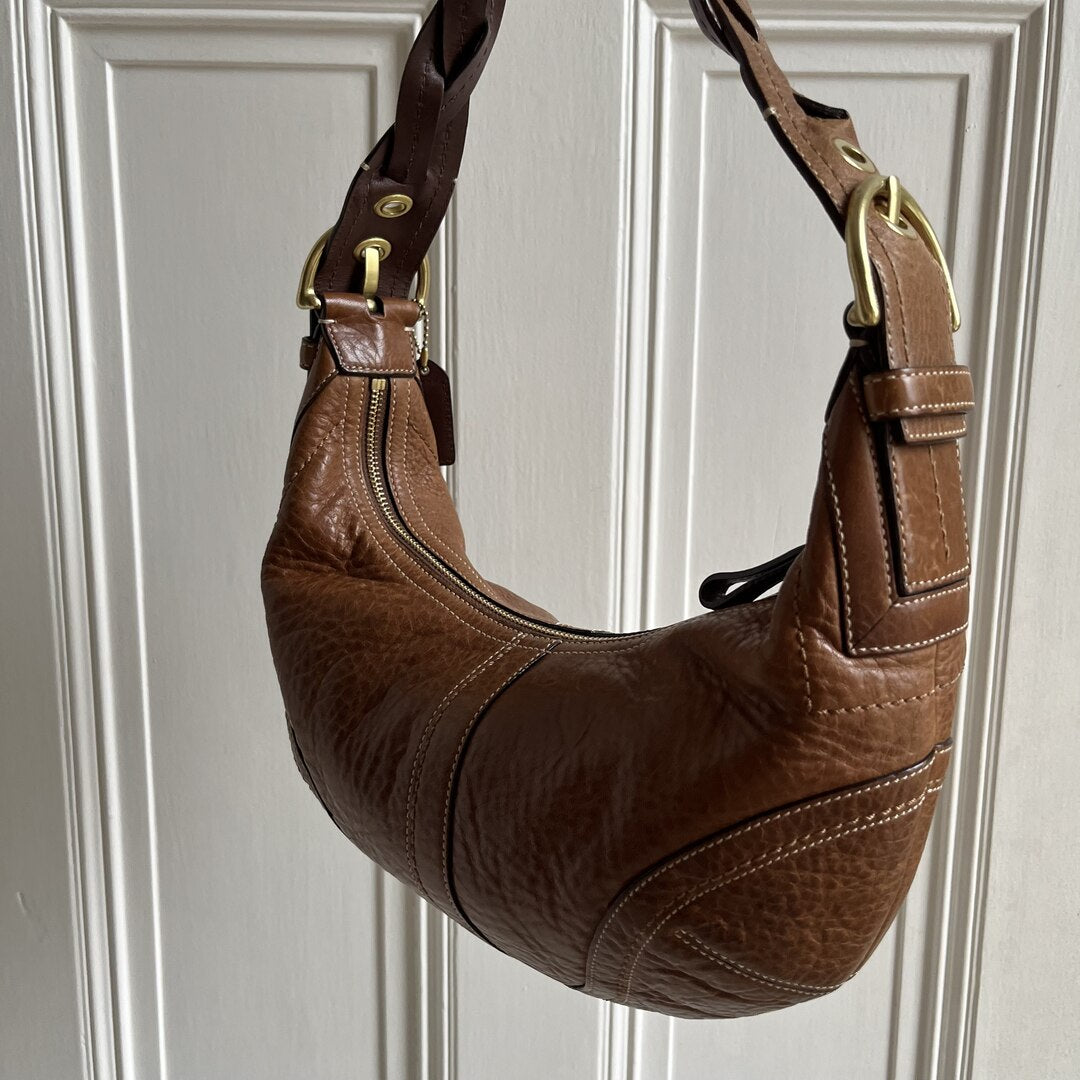 Coach Croissant Leather Brown Shoulder Bag