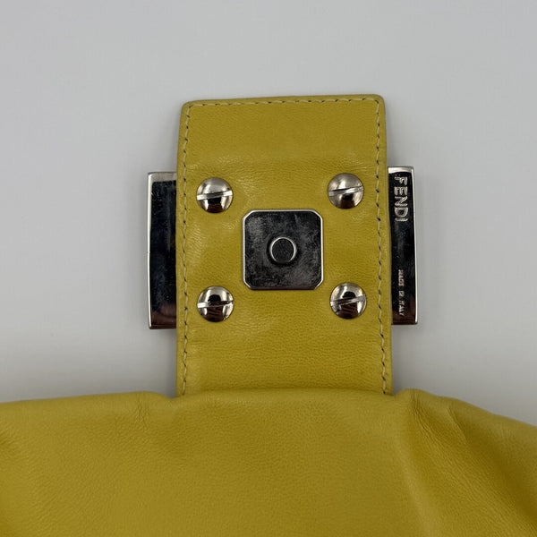 Fendi Mamma Baguette Yellow Leather Shoulder Bag