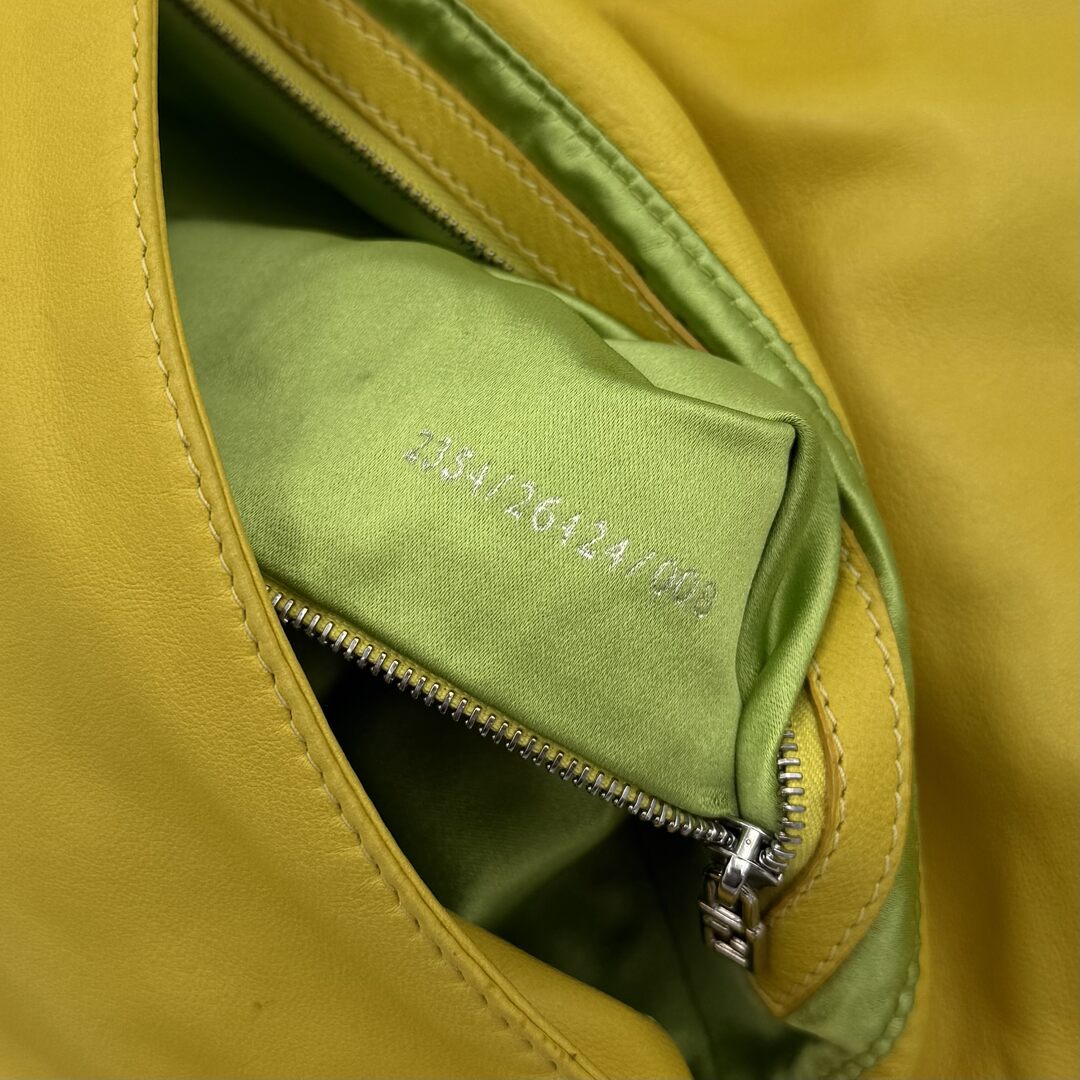Fendi Mamma Baguette Yellow Leather Shoulder Bag
