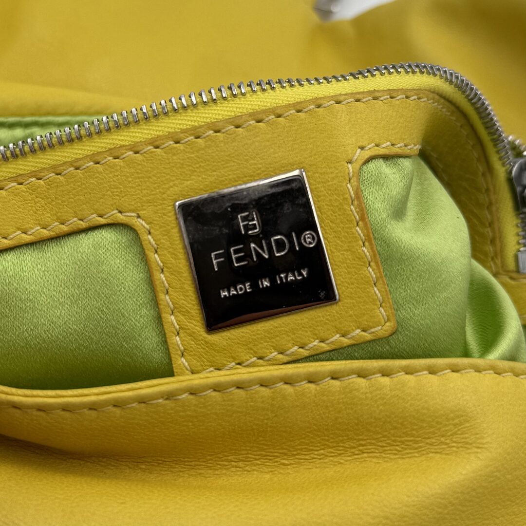 Fendi Mamma Baguette Yellow Leather Shoulder Bag