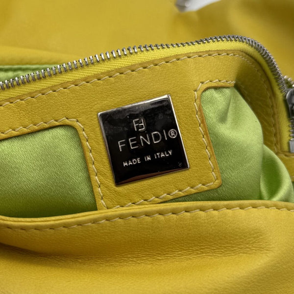 Fendi Mamma Baguette Yellow Leather Shoulder Bag