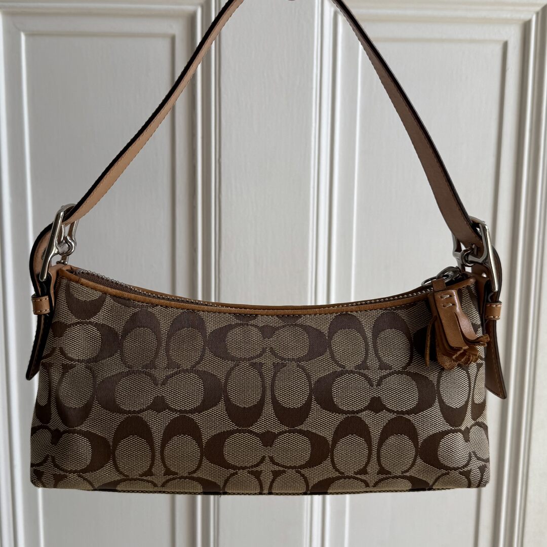 Coach Signature Tan Baguette Shoulder Bag