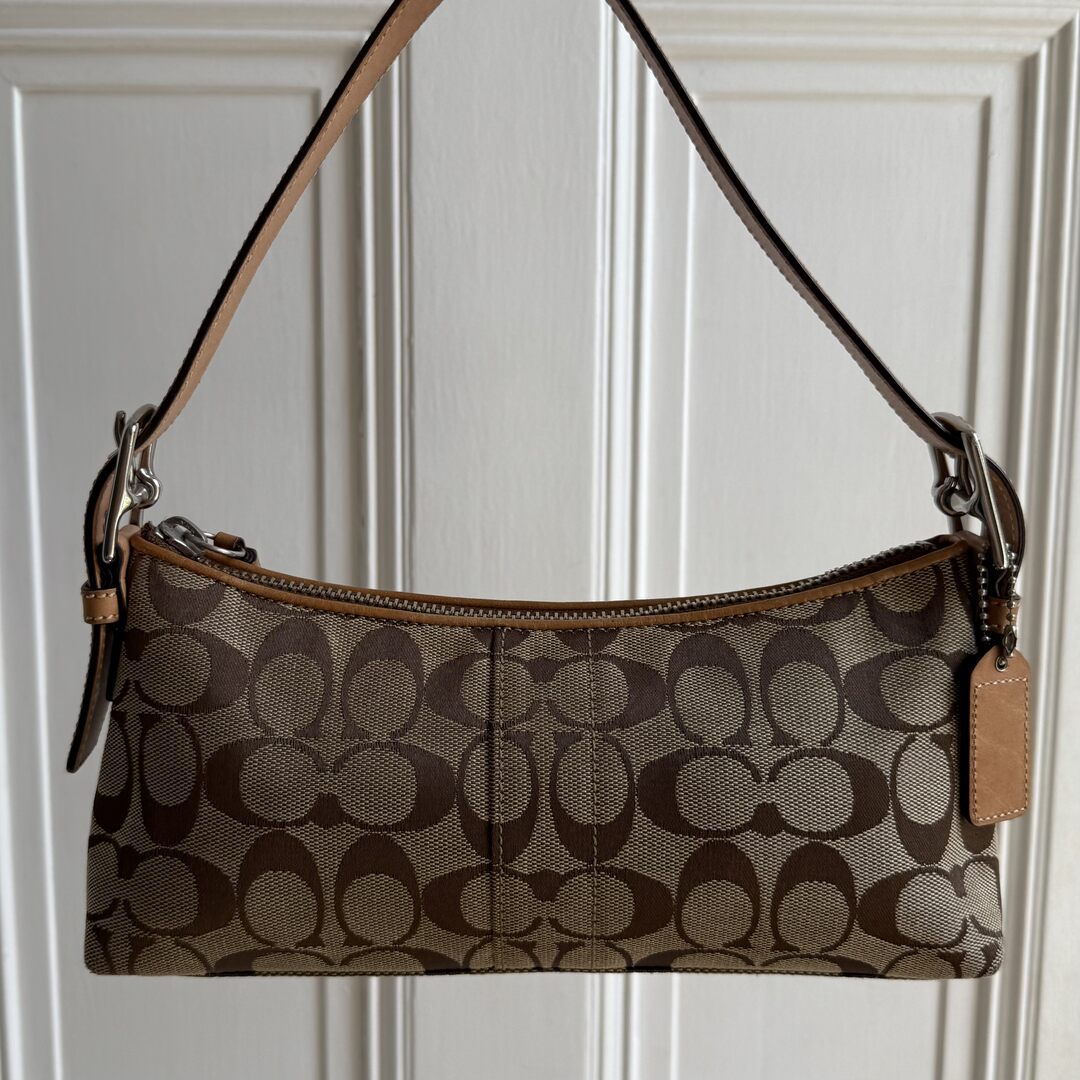 Coach Signature Tan Baguette Shoulder Bag