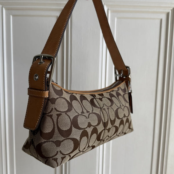 Coach Signature Tan Baguette Shoulder Bag