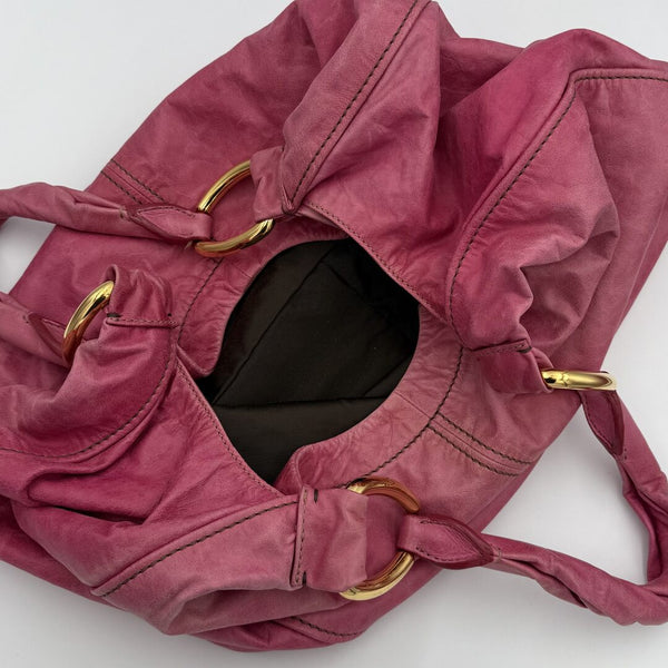 Miu Miu Hobo Leather Pink Shoulder Bag