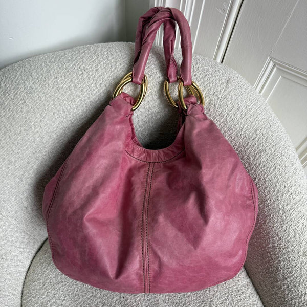 Miu Miu Hobo Leather Pink Shoulder Bag