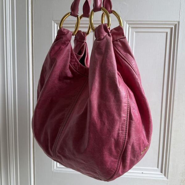 Miu Miu Hobo Leather Pink Shoulder Bag