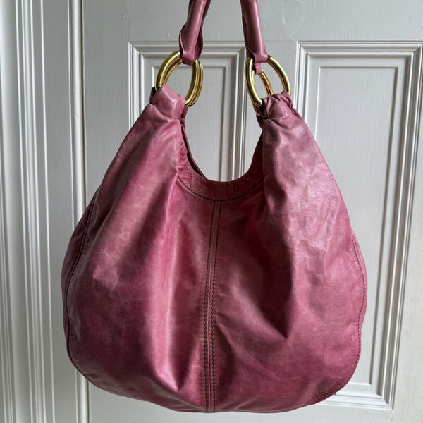 Miu Miu Hobo Leather Pink Shoulder Bag