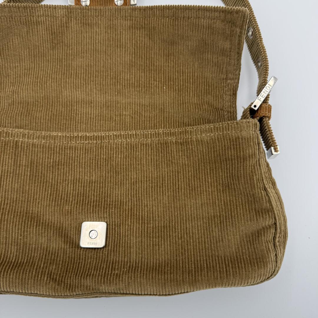 Fendi Mamma Baguette Corduroy Brown Shoulder Bag
