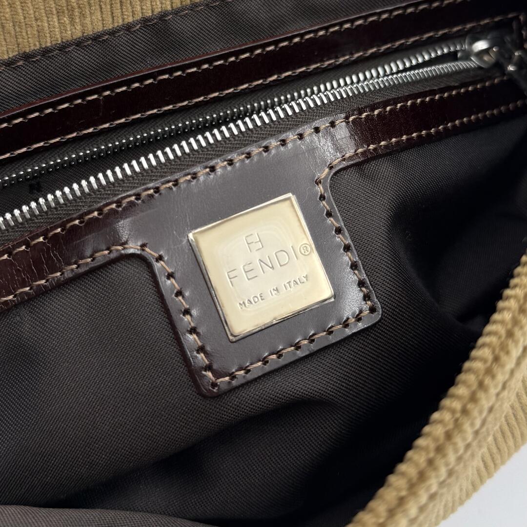 Fendi Mamma Baguette Corduroy Brown Shoulder Bag