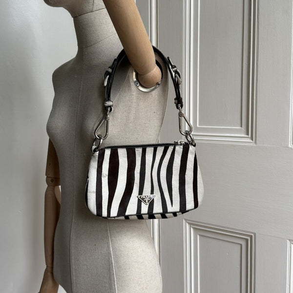 Rare Prada Zebra Pony Hair Shoulder Bag