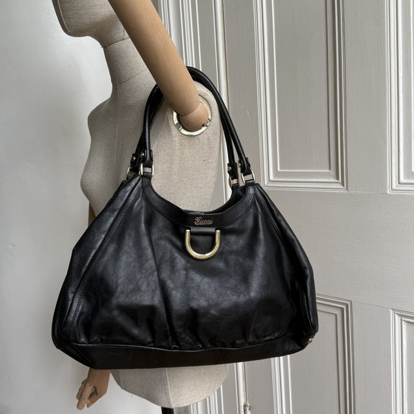 Gucci Abbey Black Leather Tote Bag