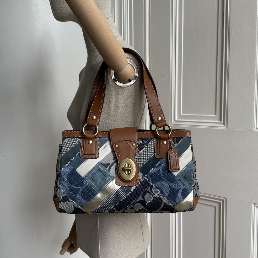 Coach Patchwork Signature Denim Shoulder Bag