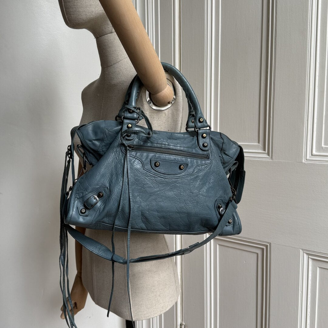 2009 Balenciaga The City Leather Blue Handbag