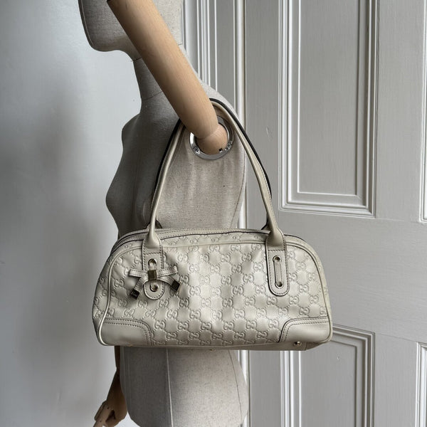 Gucci Guccissima Princy Leather Cream Shoulder Bag