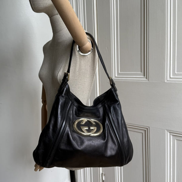Gucci Britt Hobo Leather Black Shoulder Bag