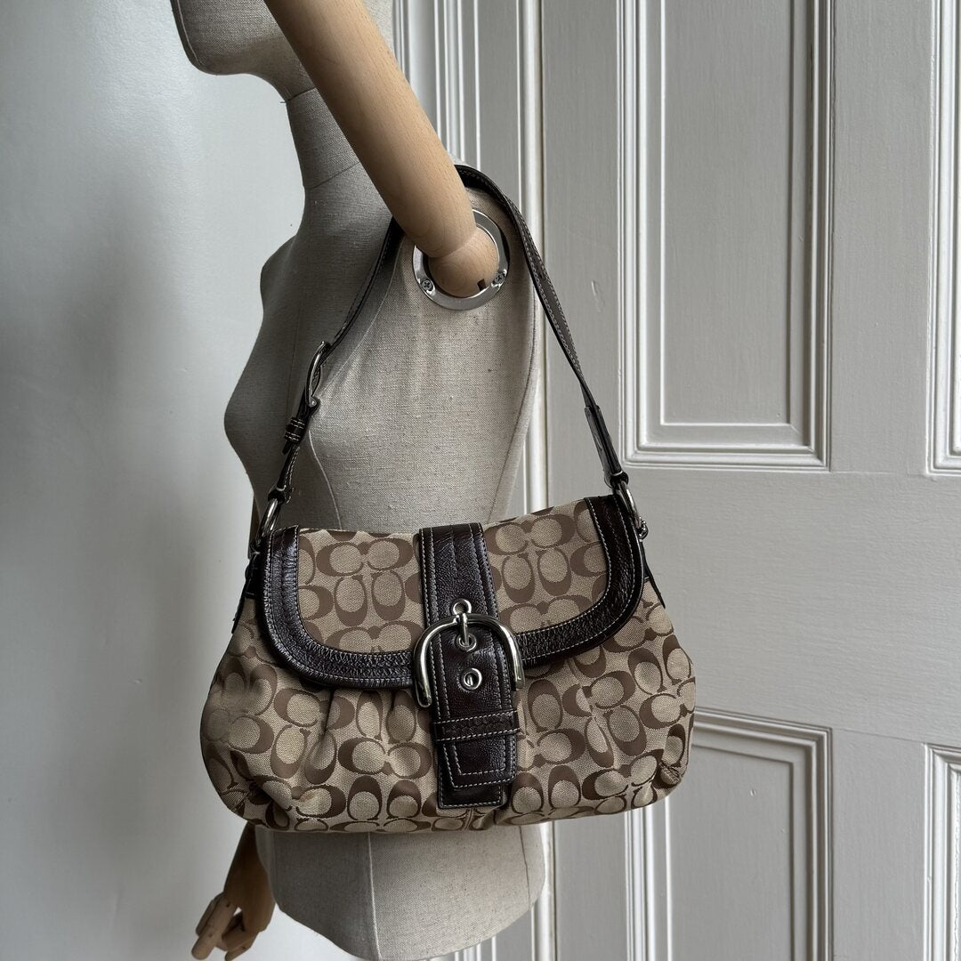 Coach Signature Hobo Brown Shoulder Bag