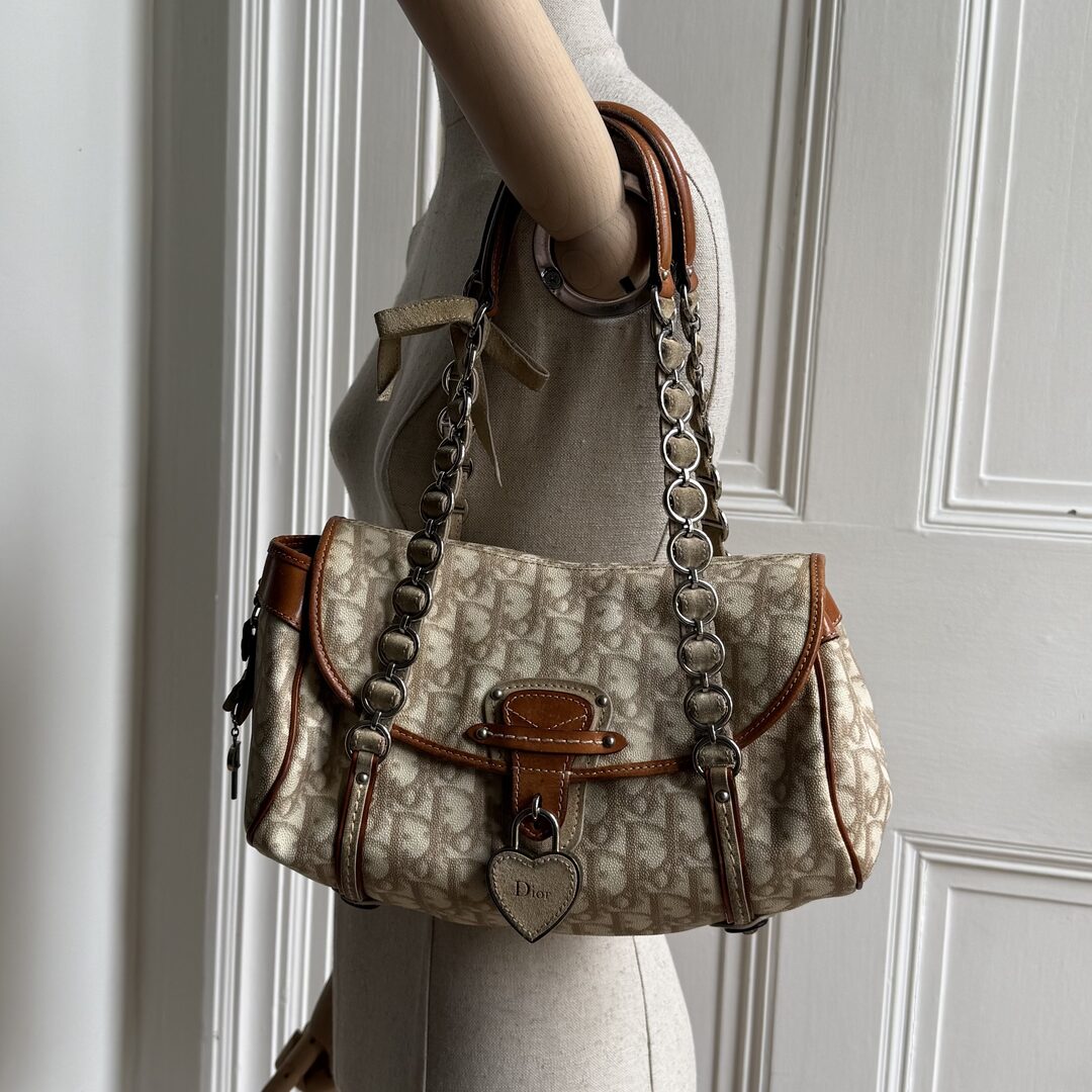 2007 Dior Romantique Trotter Cream Shoulder Bag
