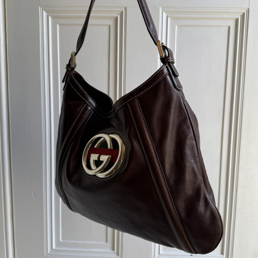 Gucci Britt Hobo Leather Brown Shoulder Bag