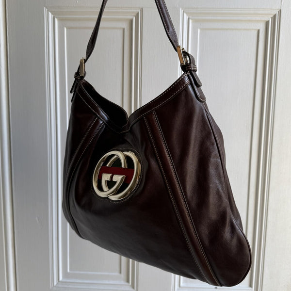 Gucci Britt Hobo Leather Brown Shoulder Bag