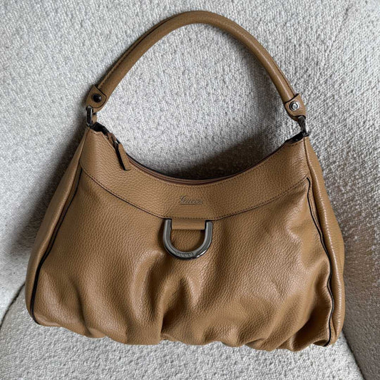 Gucci Abbey Leather Caramel Brown Shoulder Bag