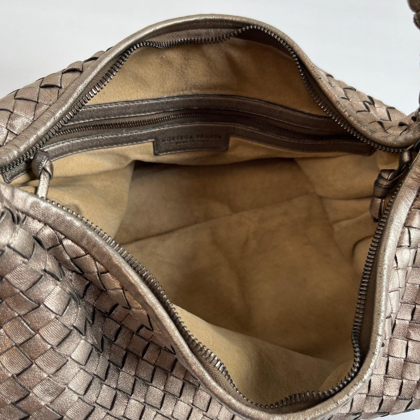 Bottega Veneta Intrecciato Hobo Metalic Chrome Bag