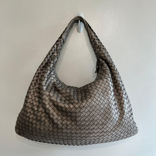 Bottega Veneta Intrecciato Hobo Metalic Chrome Bag