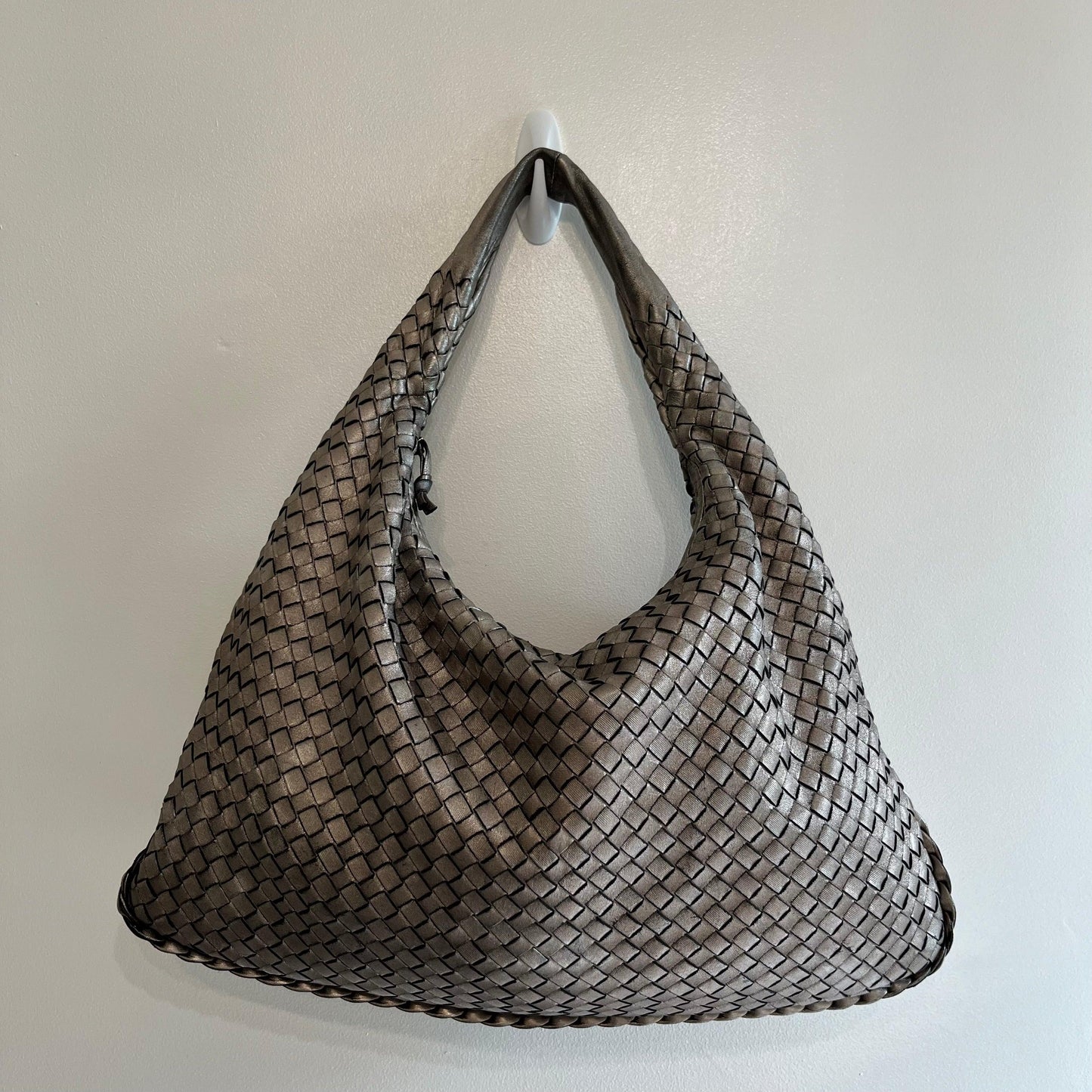 Bottega Veneta Intrecciato Hobo Metalic Chrome Bag