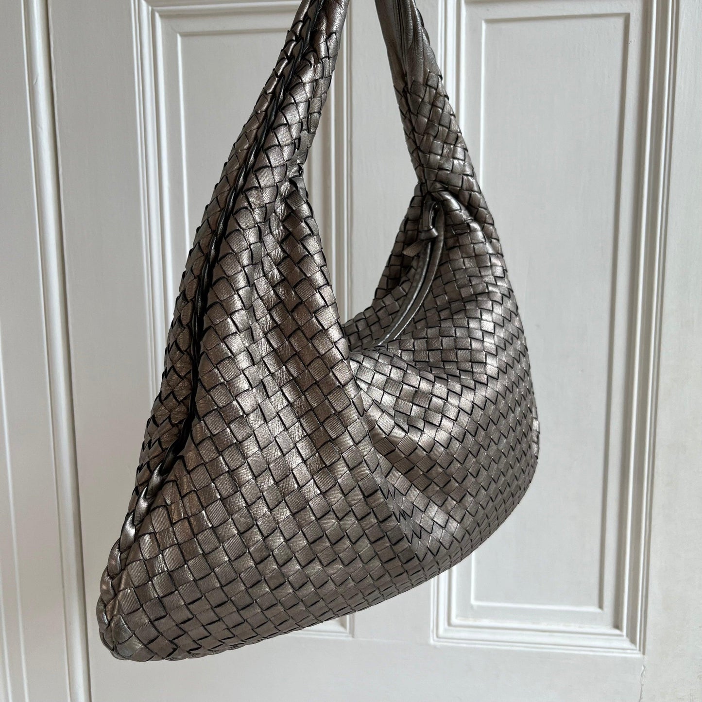 Bottega Veneta Intrecciato Hobo Metalic Chrome Bag