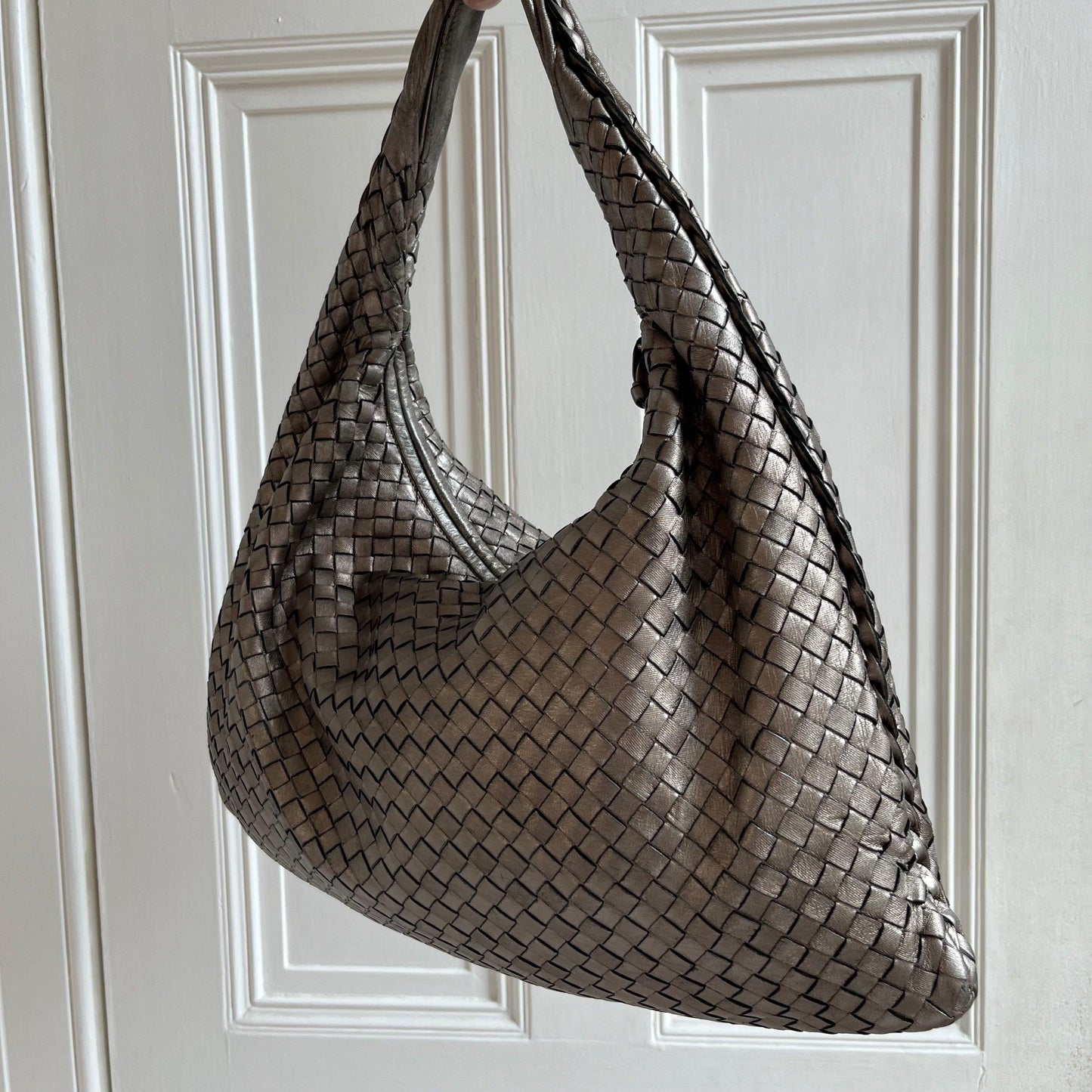 Bottega Veneta Intrecciato Hobo Metalic Chrome Bag