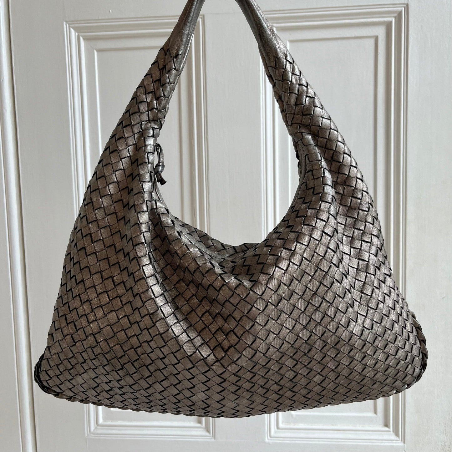 Bottega Veneta Intrecciato Hobo Metalic Chrome Bag