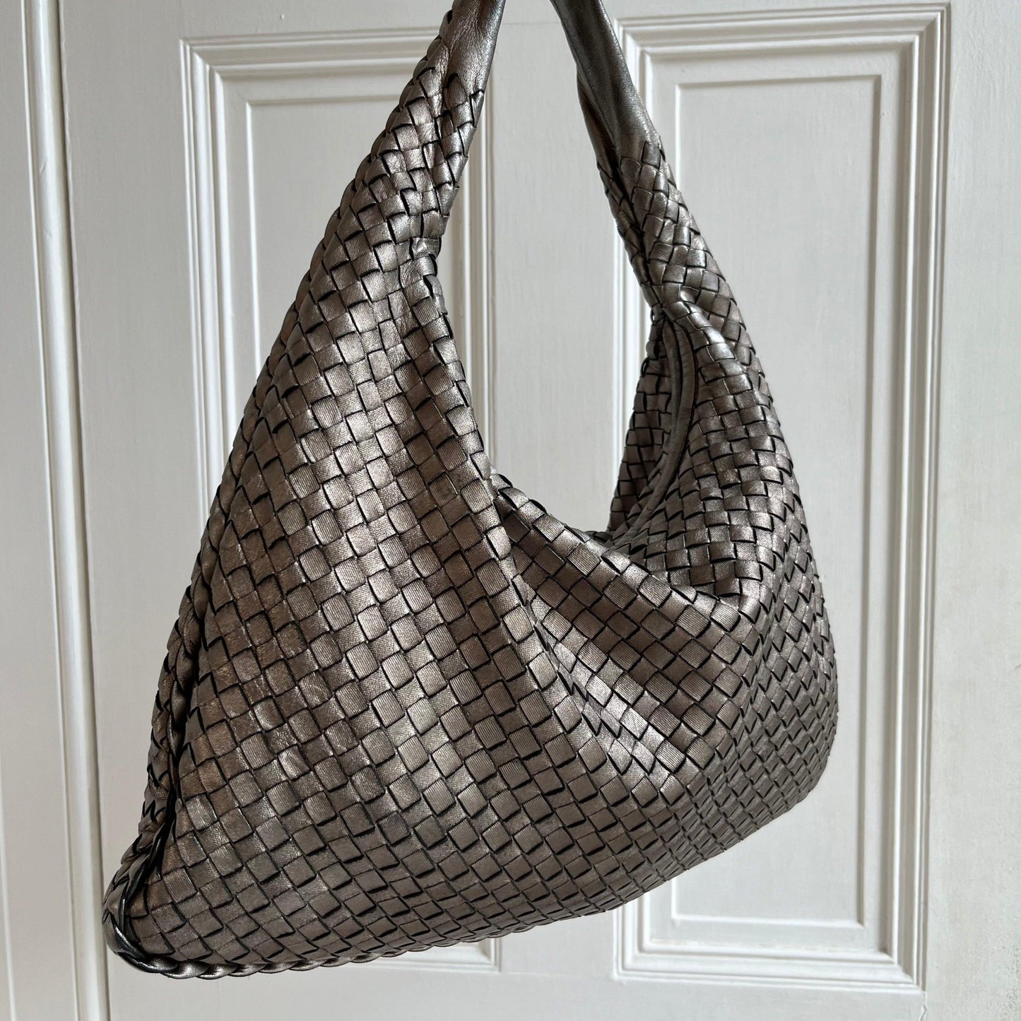 Bottega Veneta Intrecciato Hobo Metalic Chrome Bag