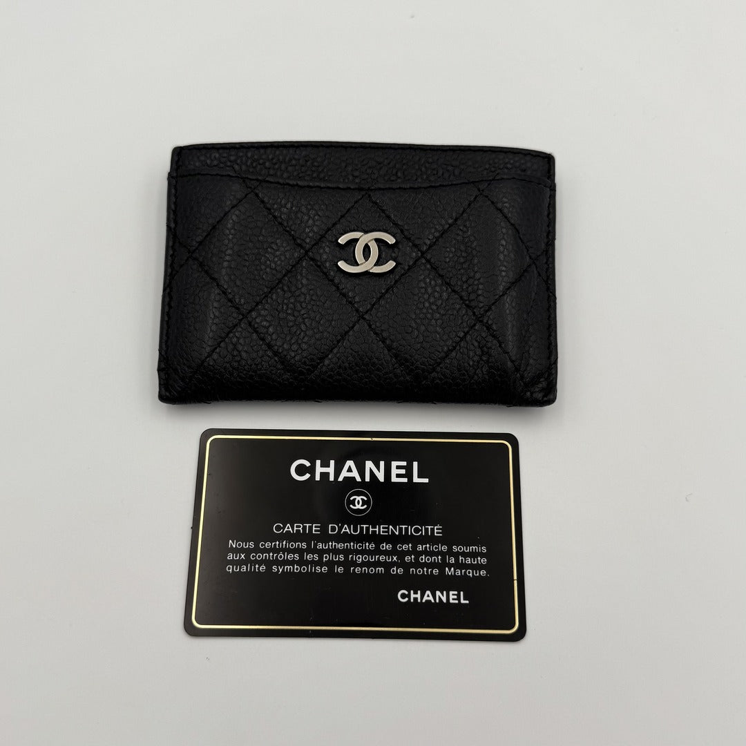 2012 Chanel CC Black Leather Card Case Wallet