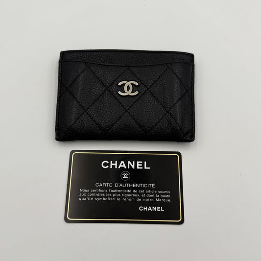2012 Chanel CC Black Leather Card Case Wallet