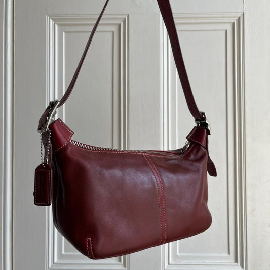 Vintage Coach Red Leather Buckle Shoulder Bag - Jenny Hayley