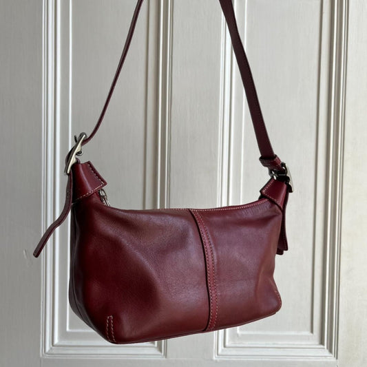 Vintage Coach Red Leather Buckle Shoulder Bag - Jenny Hayley