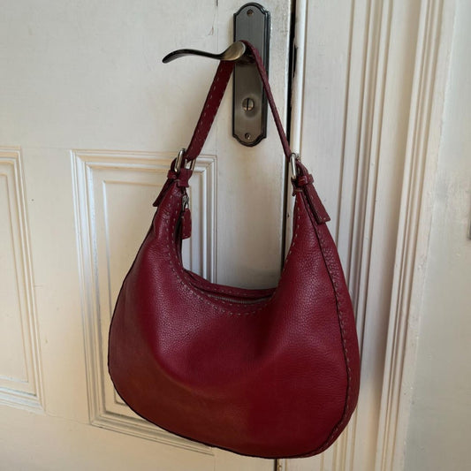 Vintage Fendi Selleria Red Leather Shoulder Bag - Jenny Hayley
