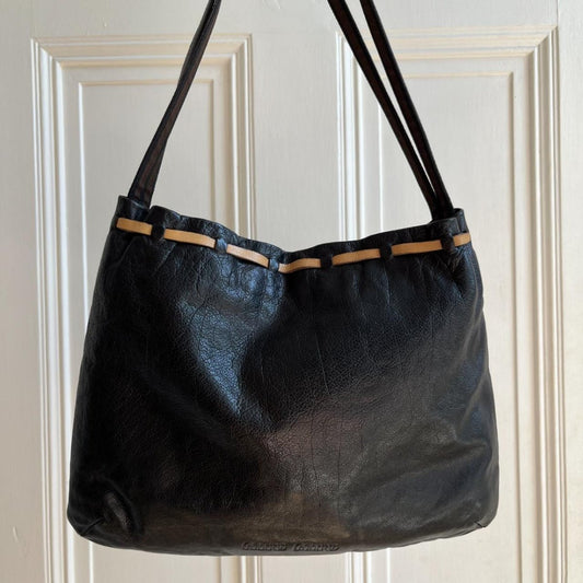 Vintage Miu Miu Black Leather Buckle Shoulder Bag - Jenny Hayley