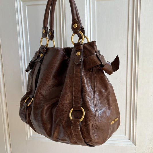 Vintage Miu Miu Brown Leather Buckle Handbag - Jenny Hayley