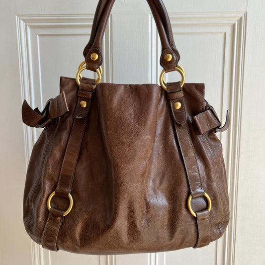Vintage Miu Miu Brown Leather Buckle Handbag - Jenny Hayley