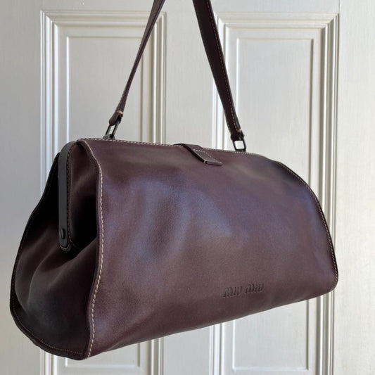 Vintage Miu Miu Burgundy Leather Doctor Shoulder Bag - Jenny Hayley
