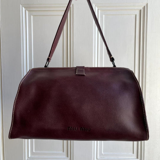 Vintage Miu Miu Burgundy Leather Doctor Shoulder Bag - Jenny Hayley